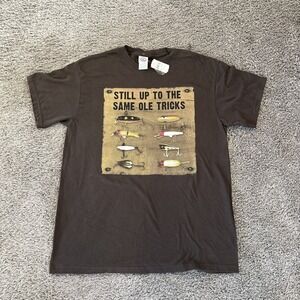 New Vintage Fishing Lure T-Shirt Large Tee L NWT Same Old Tricks Brown‎